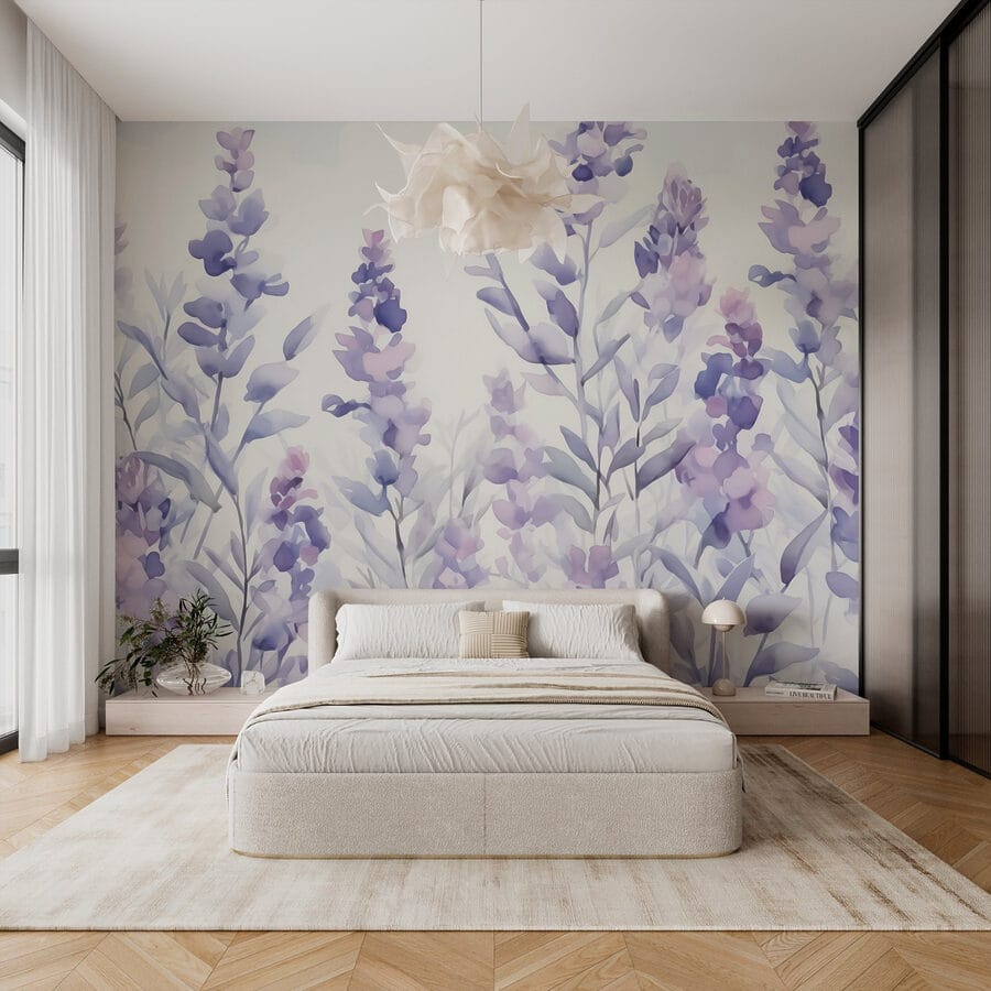 Pintura de flores moradas