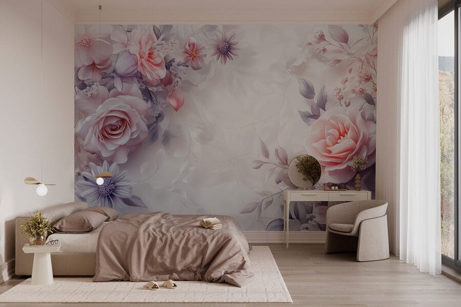 Flores delicadas en tonos suaves