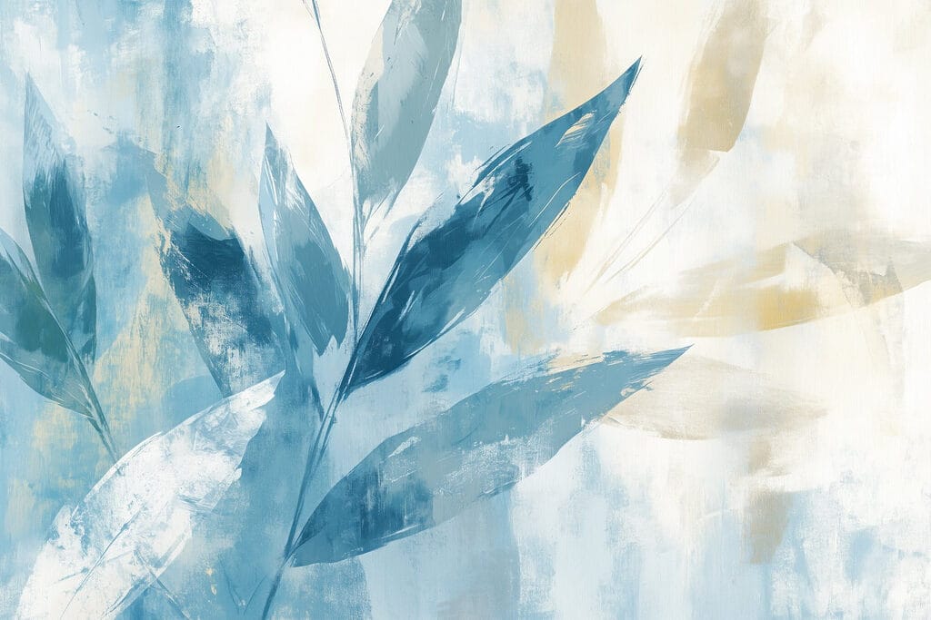 Painting of leaves on a white background Painting of leaves on a white background