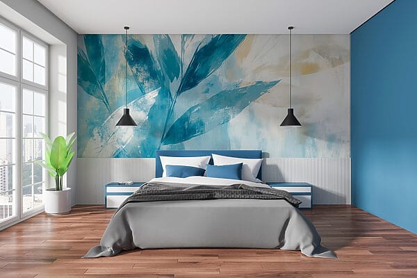 Fotomurales Pintura de hojas sobre fondo blanco