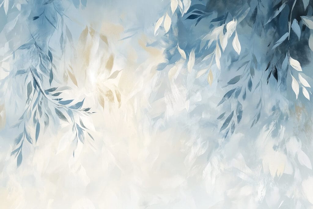 Fondo azul y blanco con hojas Fondo azul y blanco con hojas