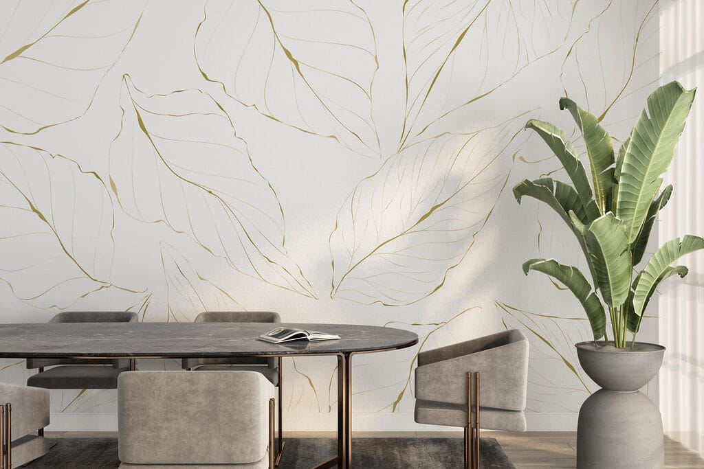 Pattern of leaves on a white background