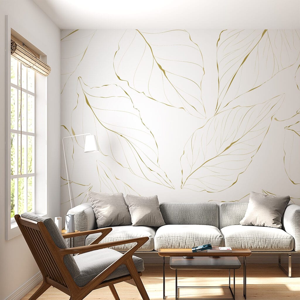 Pattern of leaves on a white background