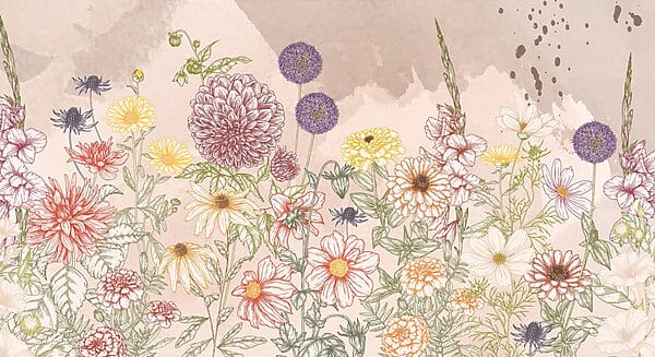 Grupo de flores sobre fondo beige Grupo de flores sobre fondo beige