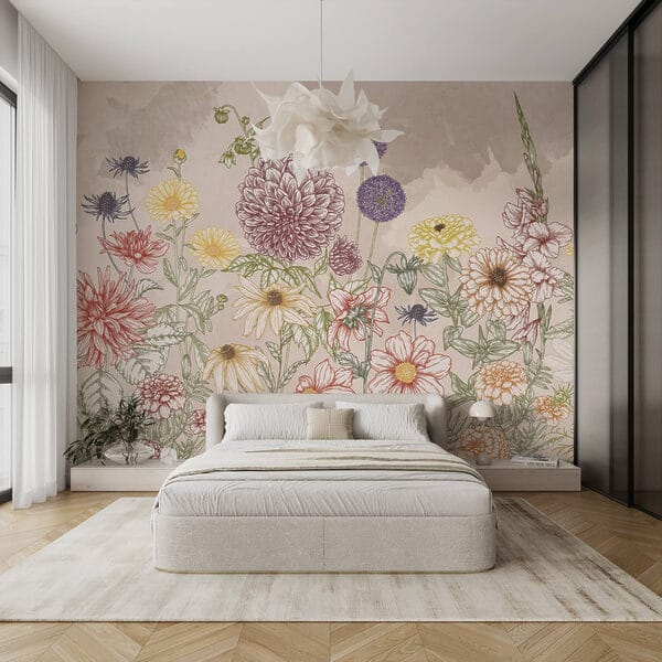 Grupo de flores sobre fondo beige Grupo de flores sobre fondo beige