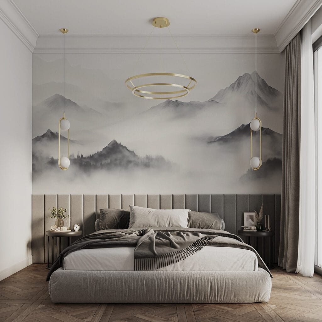 Mountain range with fog