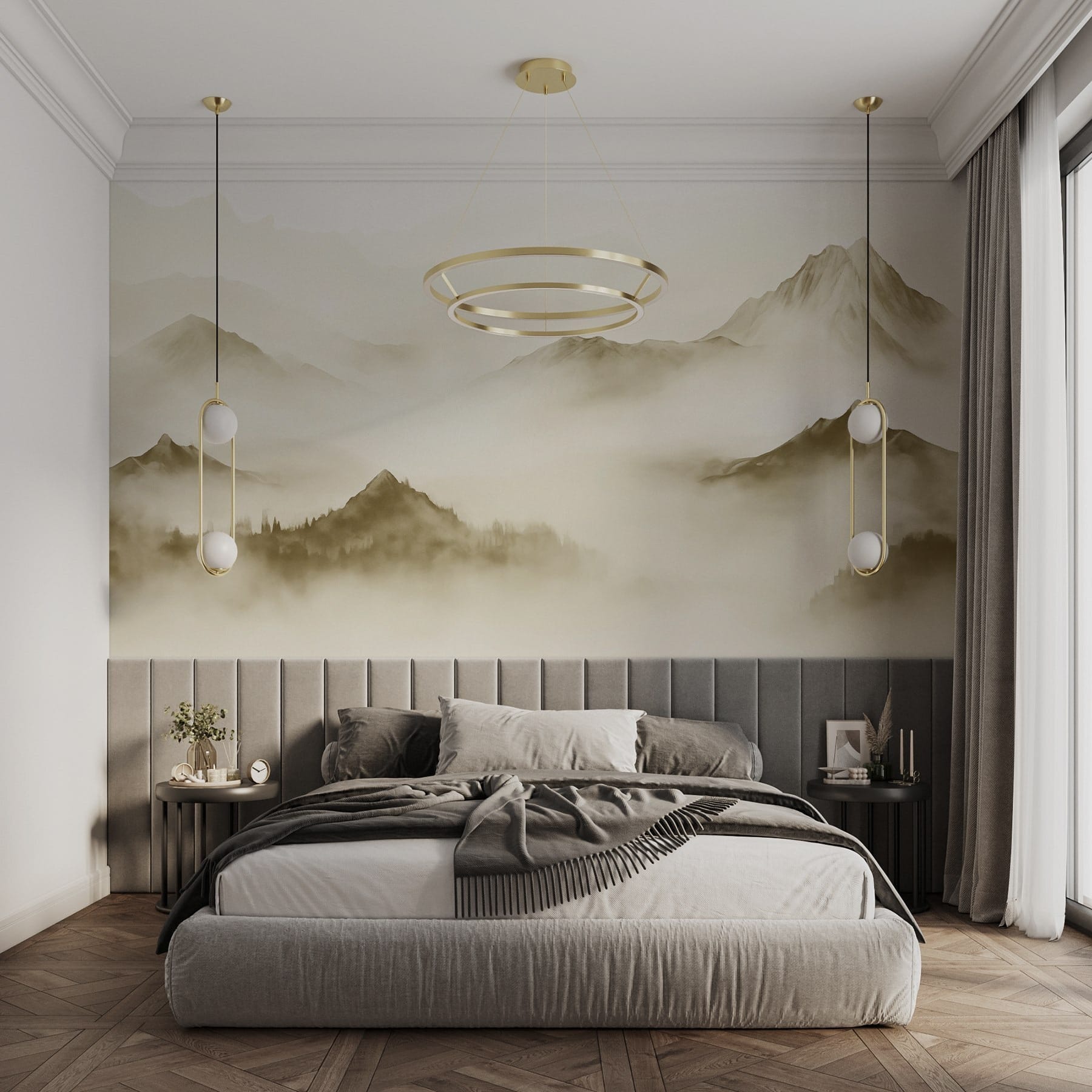 Foggy mountain range