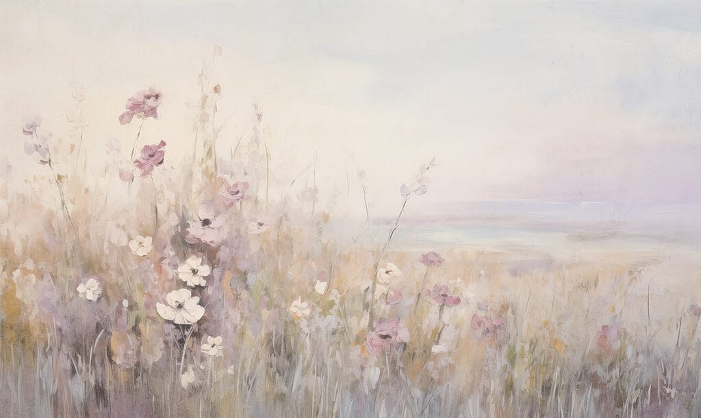 Pintura de flores en un campo Pintura de flores en un campo
