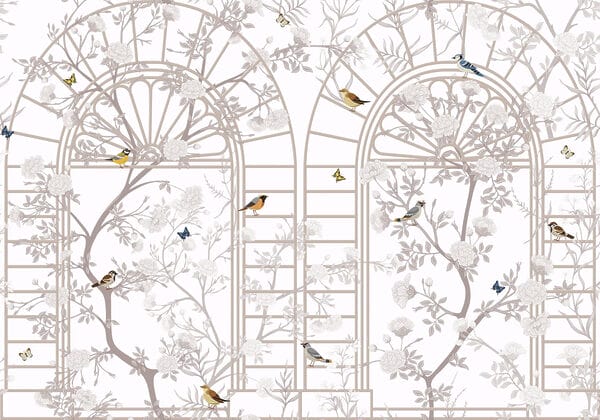 Papel pintado con una escalera y pájaros Papel pintado con una escalera y pájaros