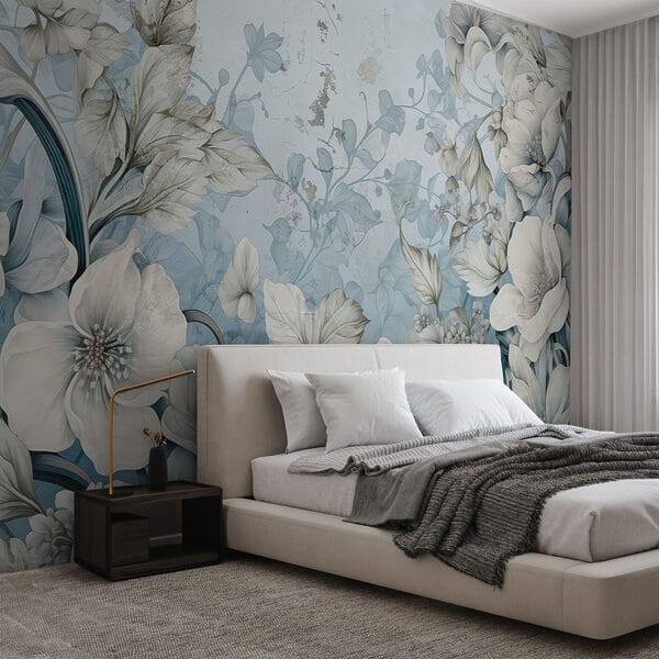 Papel pintado con flores y hojas Papel pintado con flores y hojas