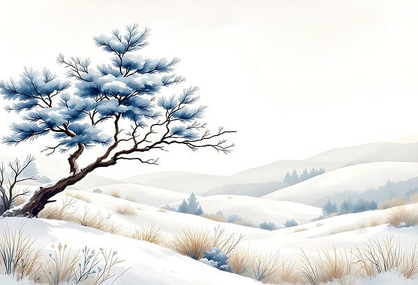 Tree in a snowy landscape
