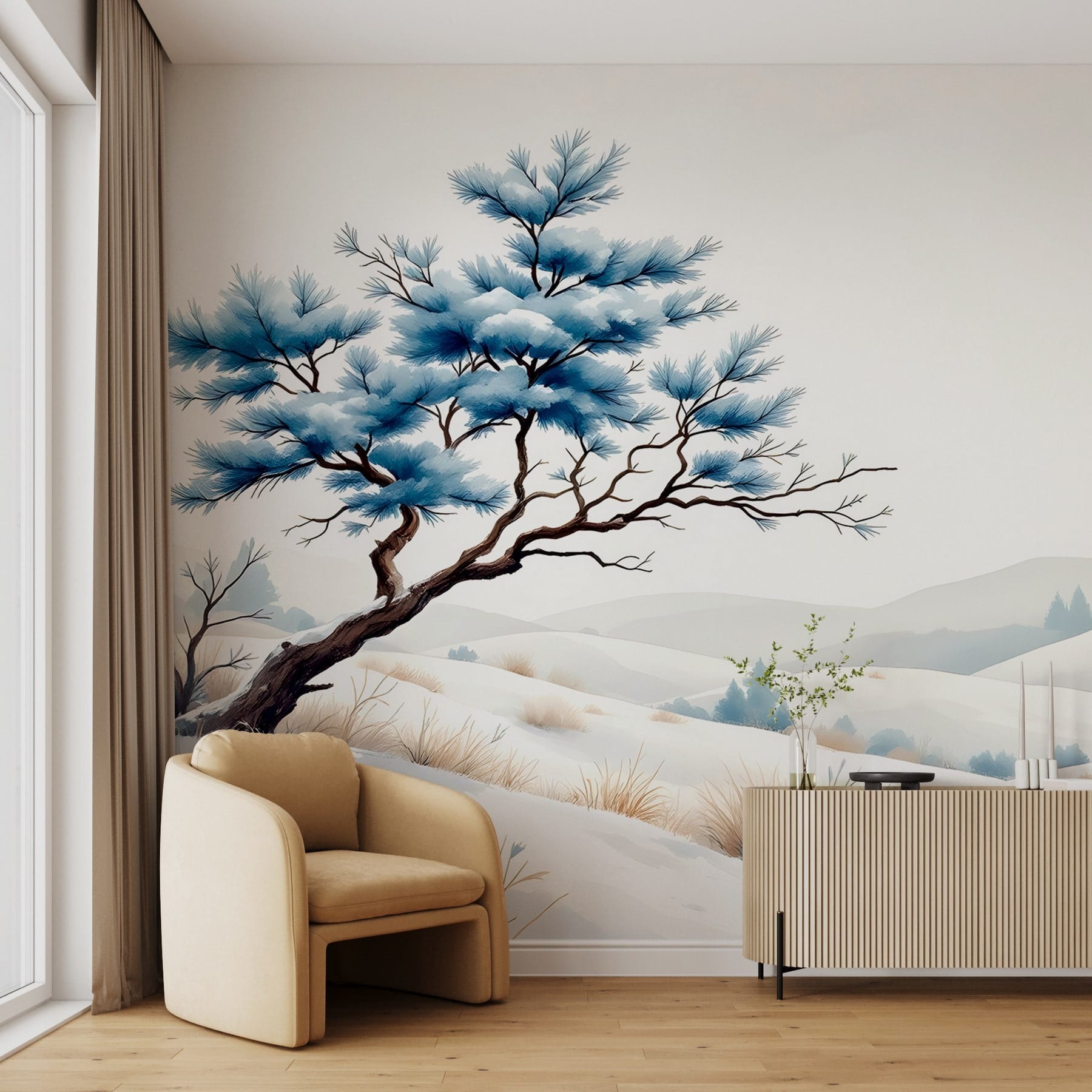Tree in a snowy landscape