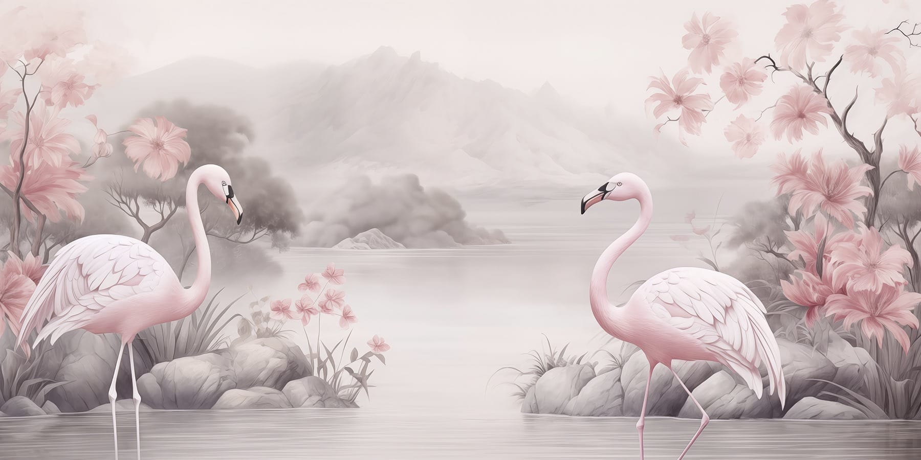 Flamingos in a lake