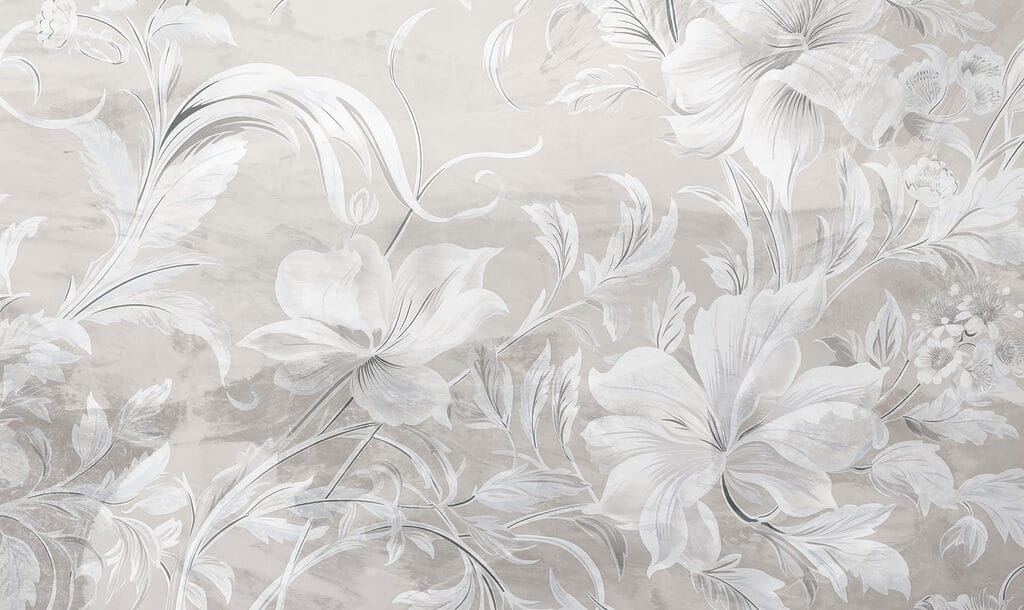 Motivo floral blanco y gris Motivo floral blanco y gris