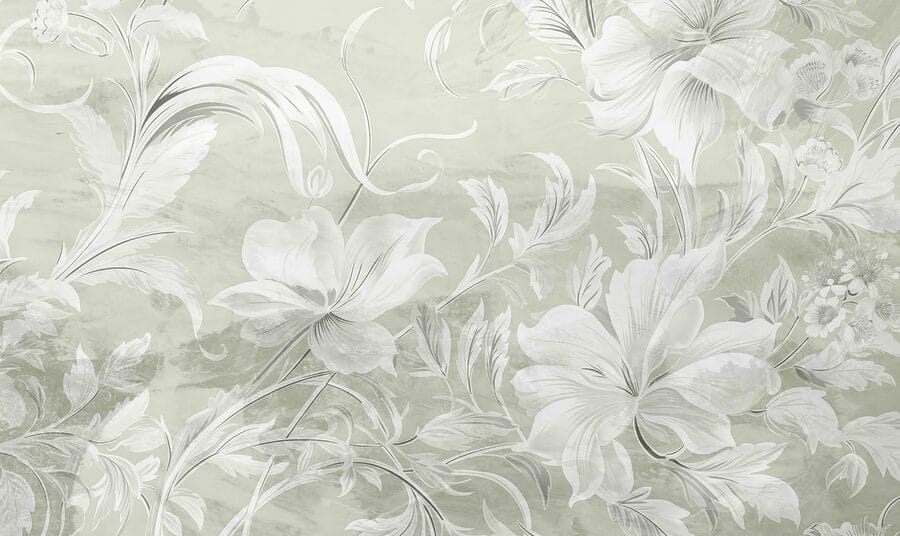 Motivo floral blanco en una pared Motivo floral blanco en una pared