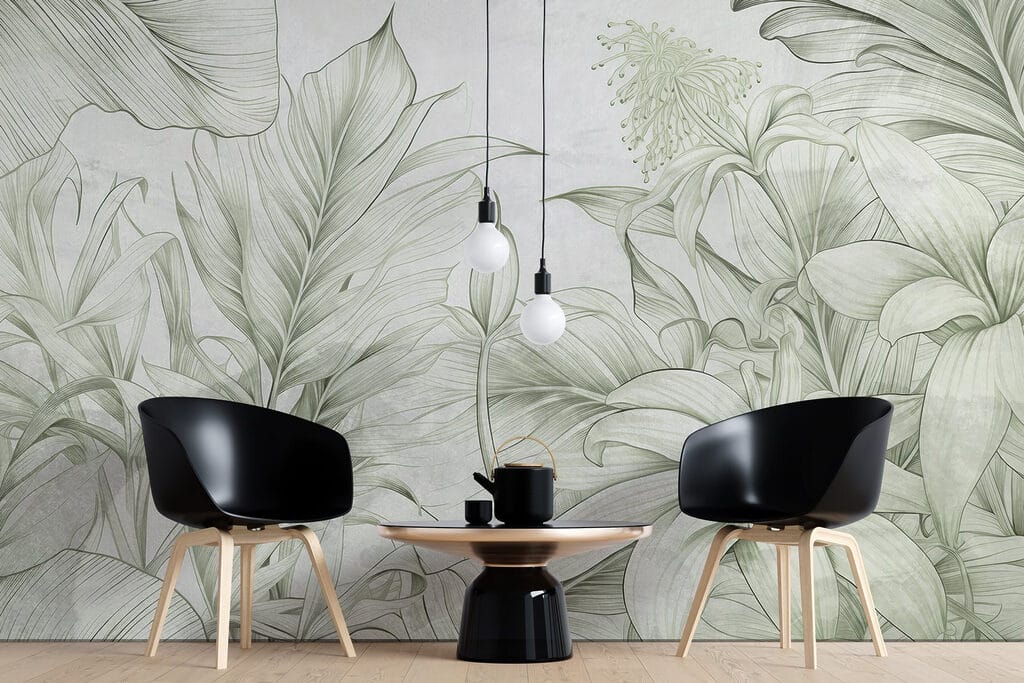 Soft greens in delicate botanical design