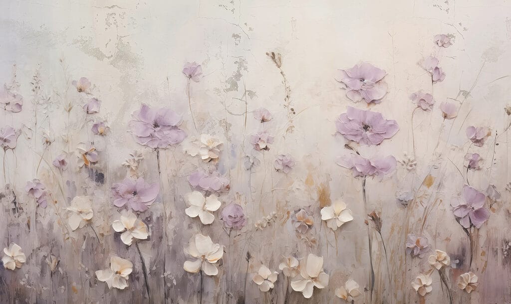 Pintura de flores en una pared Pintura de flores en una pared