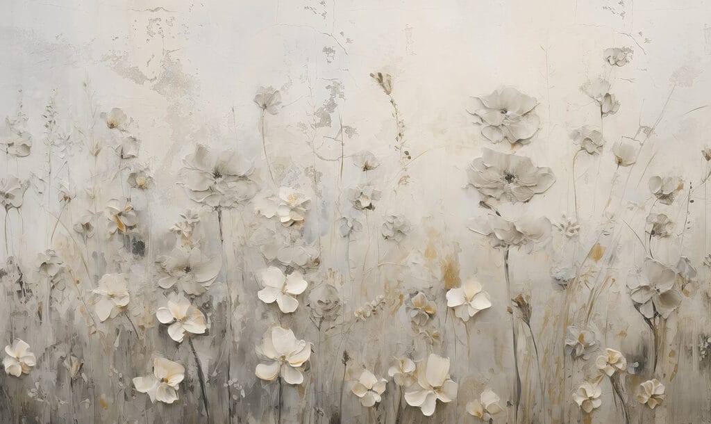 Painting of flowers on a wall