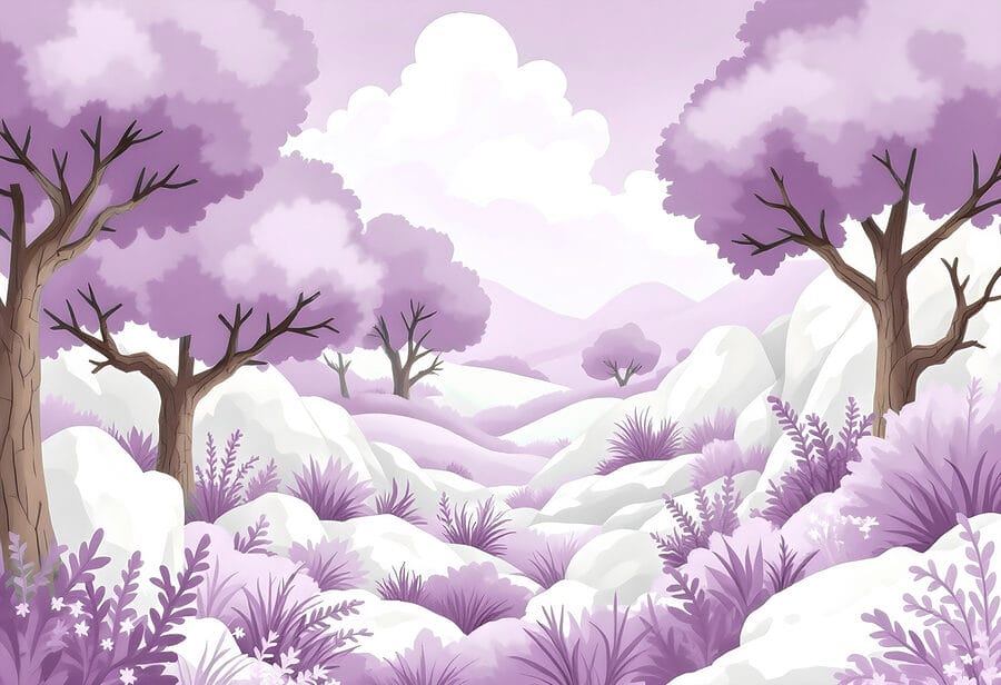 Paisaje con árboles y nieve