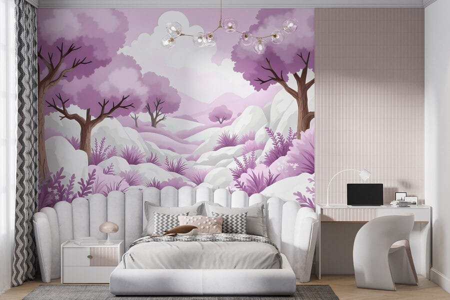 Paisaje con árboles y nieve