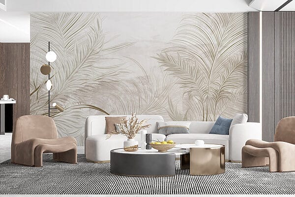 Fotomurales Fotomurales Fondo blanco con hojas (SKU: w03207)