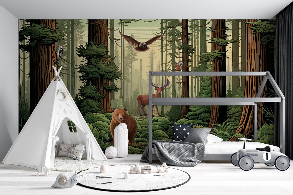 Forest with animals and birds Forest with animals and birds