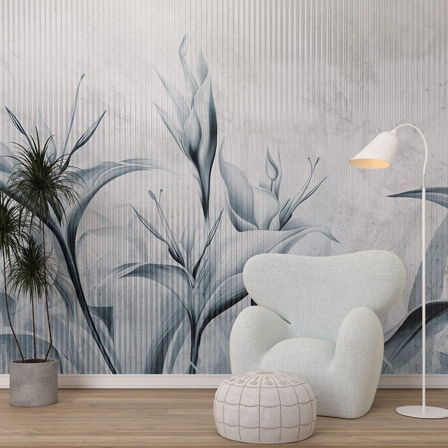 Pintura de flores en una pared