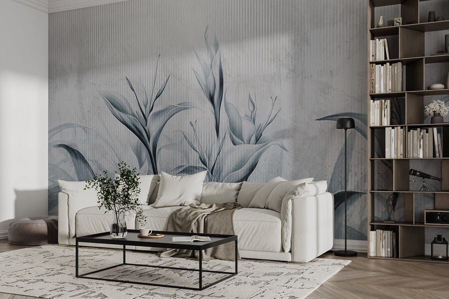 Pintura de flores en una pared