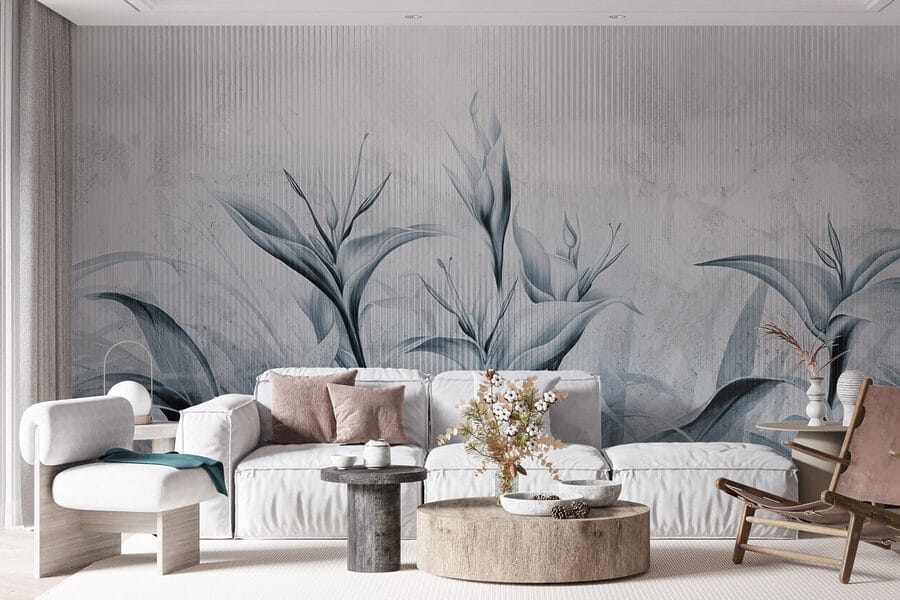 Pintura de flores en una pared