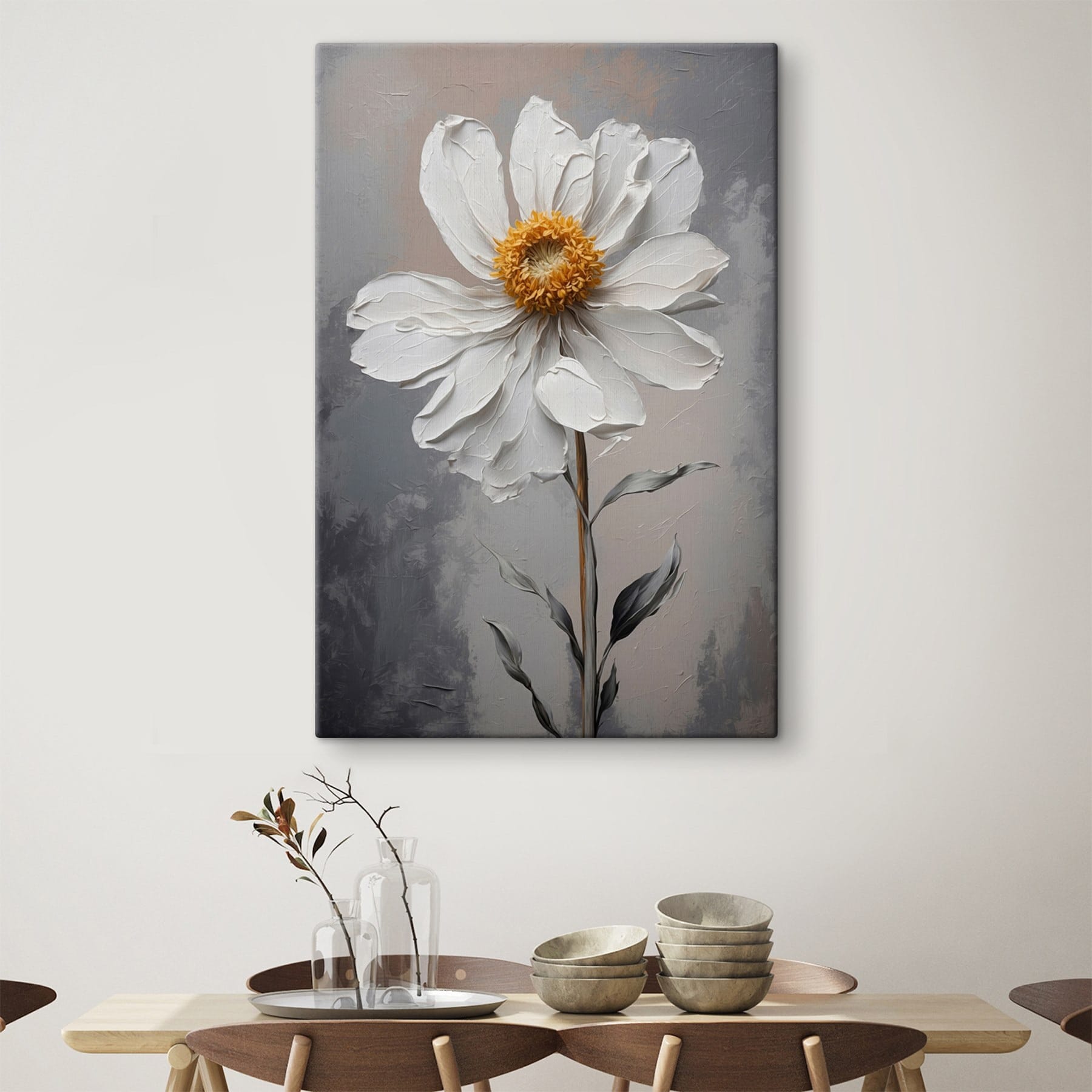 White flower with a yellow center