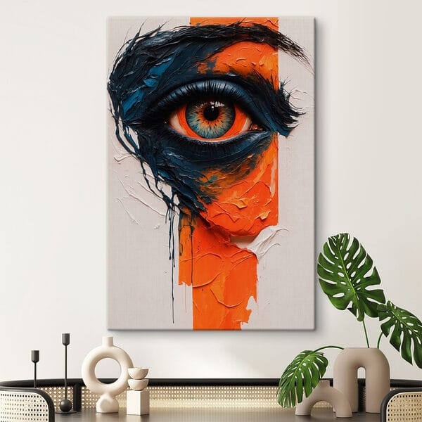 Painting of an eye with paint on it Painting of an eye with paint on it