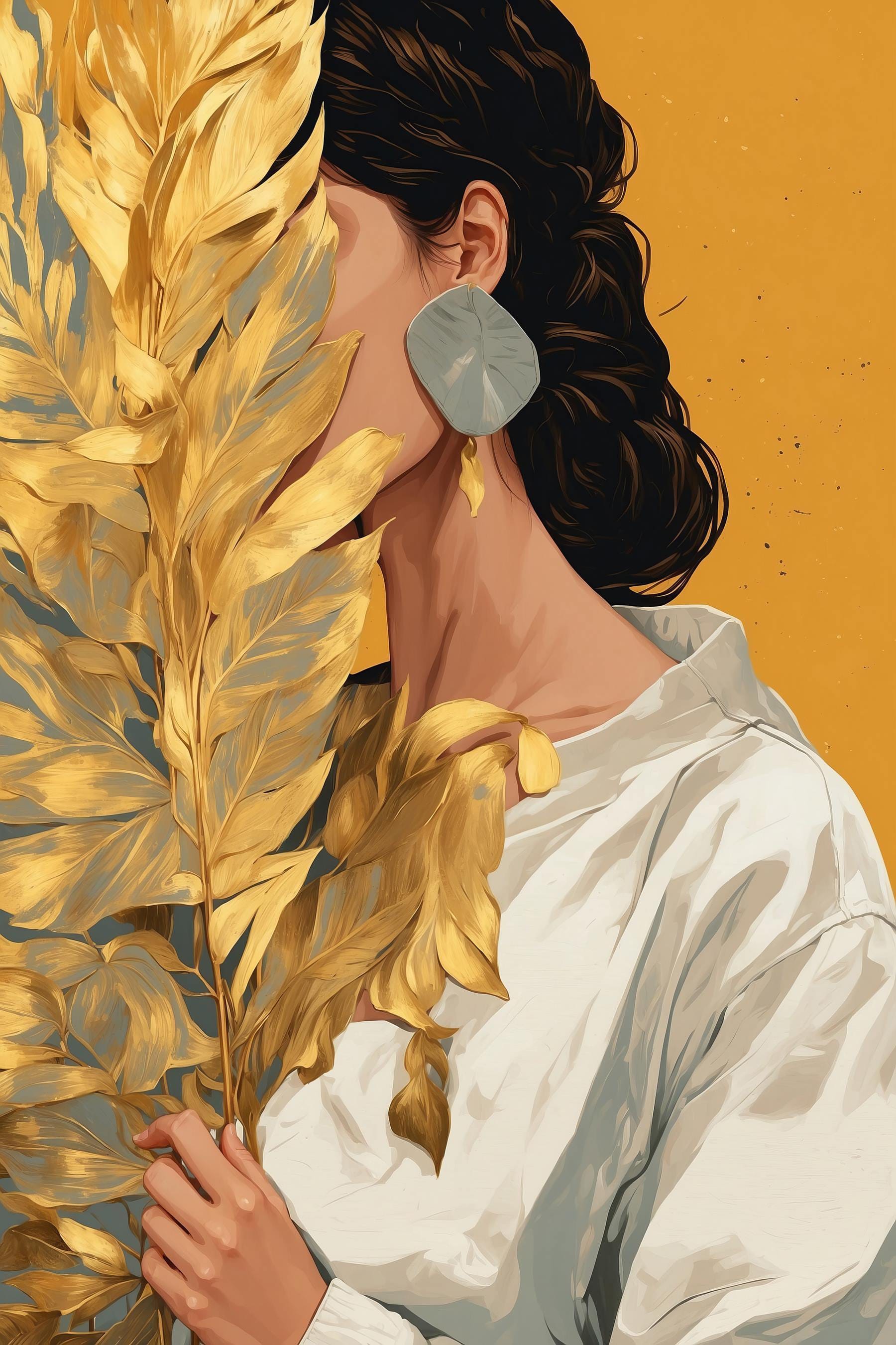 Radiant foliage embraces a hidden face