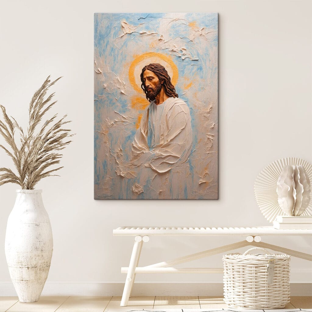 Painting of a man with long hair and a crown