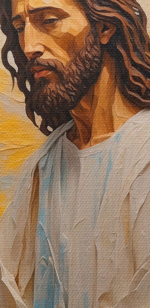 Painting of a man with long hair and a crown