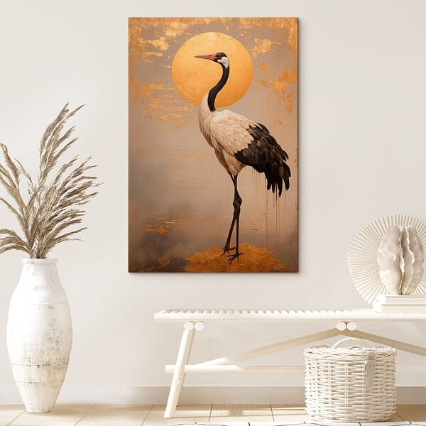 Cuadros Cuadros Una elegante grulla bajo un sol radiante (SKU: s42773)