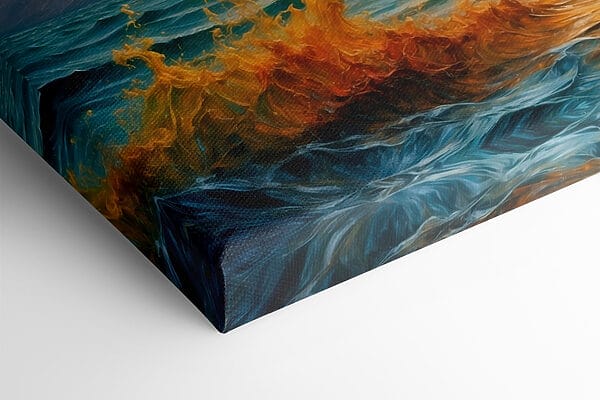 Painting of a sunset over a body of water Painting of a sunset over a body of water