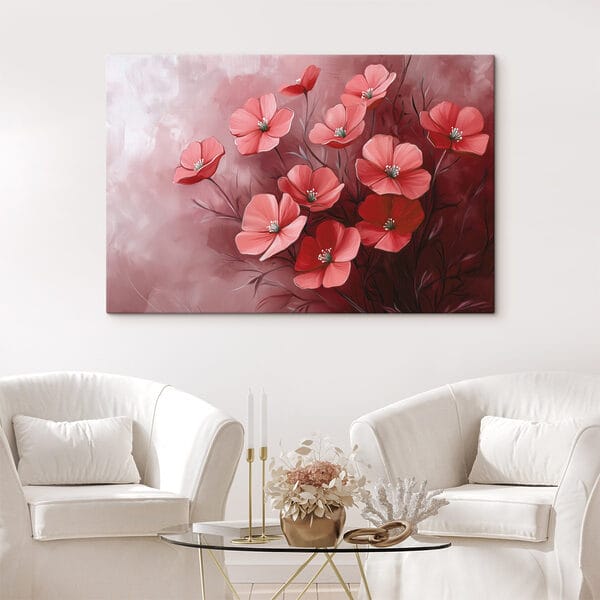 Cuadros Cuadros Cuadro de flores sobre fondo rosa (SKU: s42970)