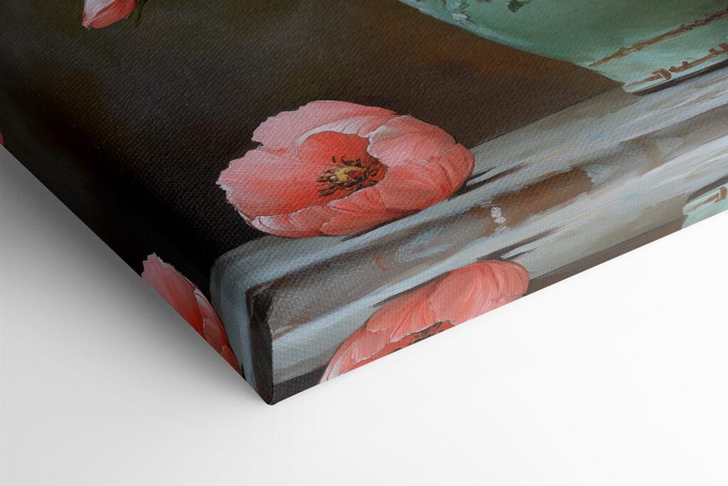 Painting of pink flowers in a vase Painting of pink flowers in a vase