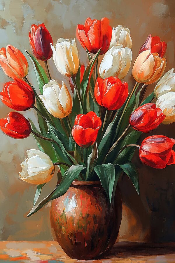 Painting of flowers in a vase Painting of flowers in a vase