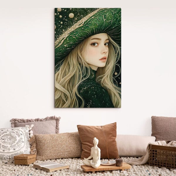 Cuadros Mujer con un sombrero verde (SKU: s42982) Cuadros Cuadros Mujer con un sombrero verde (SKU: s42982)