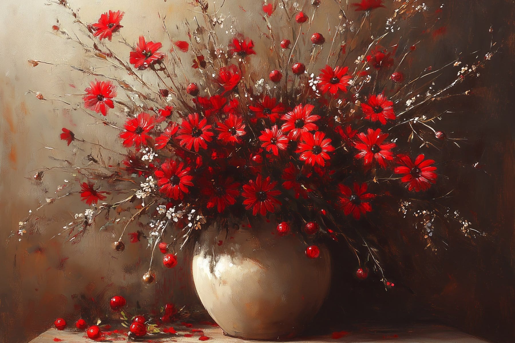 Vase with red flowers Vase with red flowers