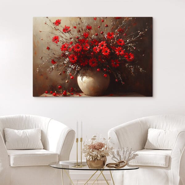 Vase with red flowers Vase with red flowers