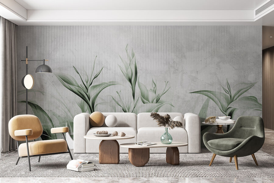 Elegante follaje verde sobre fondo suave