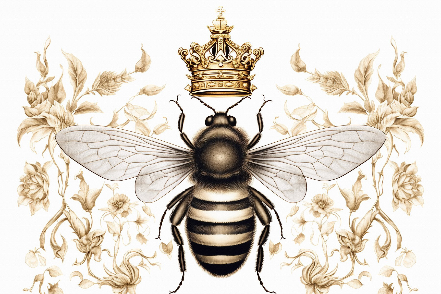 Bee with a crown on its head Bee with a crown on its head