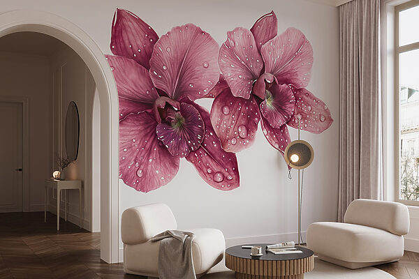 Delicadas flores adornadas con gotas Delicadas flores adornadas con gotas