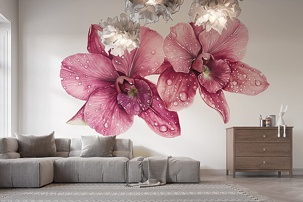 Delicadas flores adornadas con gotas Delicadas flores adornadas con gotas