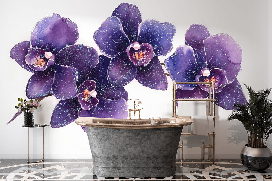 Grupo de flores moradas