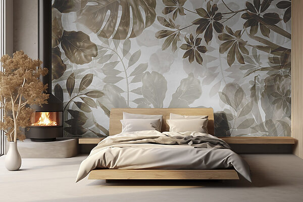 Fotomurales Fotomurales Tonos suaves de arte de follaje en capas (SKU: w08824)