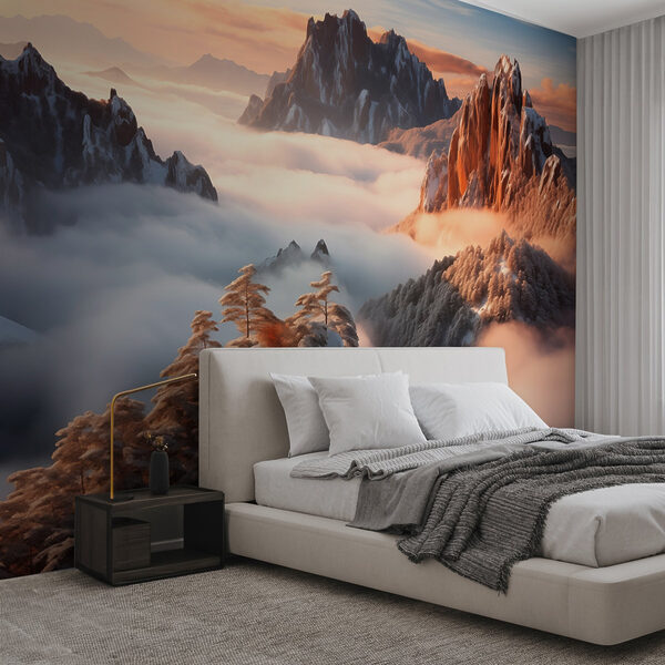 Fotomurales Fotomurales Cordillera con nieve y nubes (SKU: w08807)