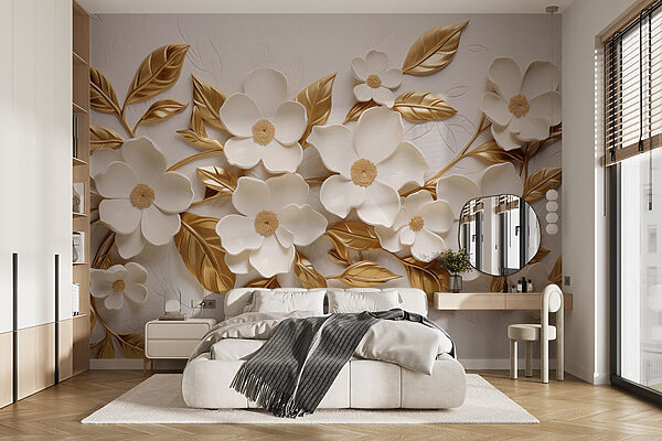 Fotomurales Fotomurales Elegante decoración floral con colores suaves (SKU: w08814)